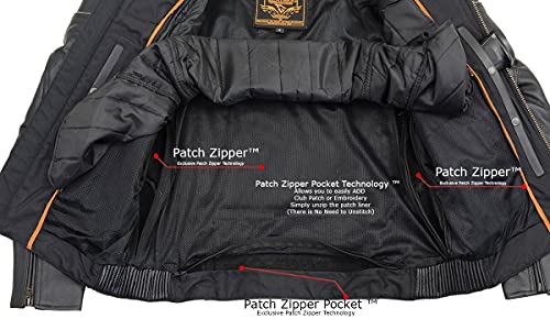 Milwaukee Leather SH1785 Men's Black Leather Scooter Style Motorcycle Jacket w/Side Stretch and Reflective Piping - X-Large by Milwaukee Leather - Image 7