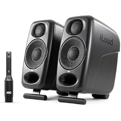 IK Multimedia Premium Version iLoud Micro Monitor Pro Black (Pair) 100 Watt Portable & Powerful Reference Studio Monitor, Class D High-Efficiency Amplifier, Custom-Made Drivers for Music Mixing