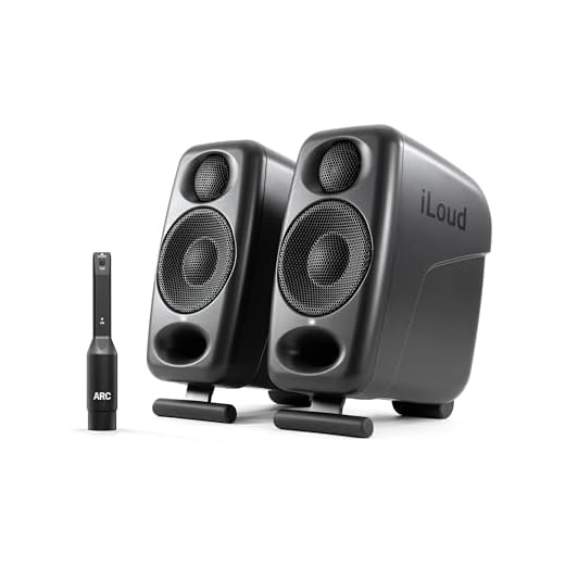 IK Multimedia iLoud Micro Monitor Pro Black (Pair) 50 Watt Portable & Powerful Reference Studio Monitor, Class D High-Efficiency Amplifier, Custom-Made Drivers for Music Mixing