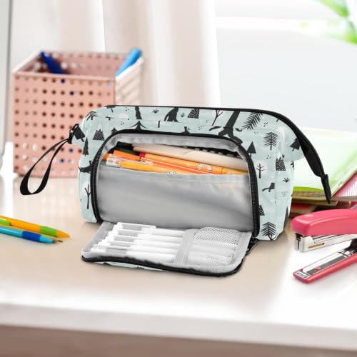 Image of Sasquatch Print Pencil Case Pouch Big Capacity Pencil Bag Box Organizer Pen Case with Compartmens Stationery Organizer for Girls Boys Women School College Office