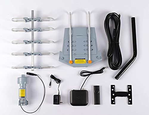 Pbd Outdoor Digital Hd Tv Antenna 150 Miles Motorized 360 Degree Rotation With Mounting Pole And 40Ft Rg6 Coax Cable - Uhf/Vhf / 1080P / 4K Snap-On Installation #TOP7