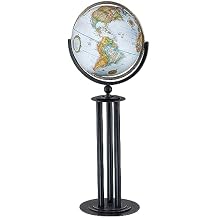 Florence 16" Diameter Globe, USA Cartography with Raised Mountain Relief and Sturdy Metal Stand. Since ancient times, the column has stood as a functional and decorative standard. This all-metal globe base is reminiscent of that form, yet crafted to reflect modern design. History, architecture, and culture come together in a unqiue way with this 16" blue ocean globe.