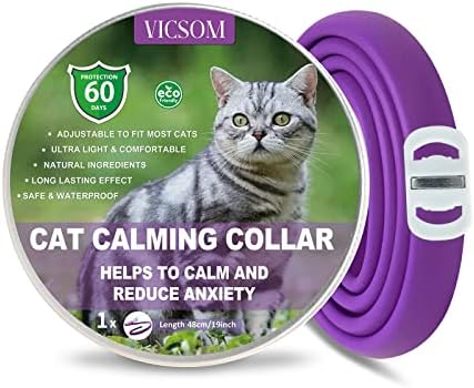 VICSOM Cat Calming Collar, Calming Collar for Cats, Calming Cat Collar Pheromone Anti Anxiety, Adjustable Waterproof Cat Collar Natural Calm Treatment for Small Medium and Large Cats 2pcs 18.8In