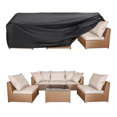 Patio Furniture Covers, Outdoor Furniture Cover Waterproof, Heavy Duty Funiture Covers for Outdoor Sectional Sofa Set Wicker Rattan Table Chair Rectangular(108" L × 82" W × 28" H)