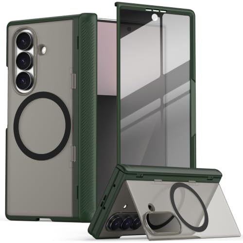 Vansdon Samsung Galaxy Z Fold 7�P�[�X�A������MagSafe�}�b�g�t�H���P�[�X�A�v���C�o�V�[�X�N���[���v���e�N�^�[�t���A�����L�b�N�X�^���h&�t���q���W�ی�A�X�����ϏՌ��J�o�[�AZ Fold7�p�A�O���[��
