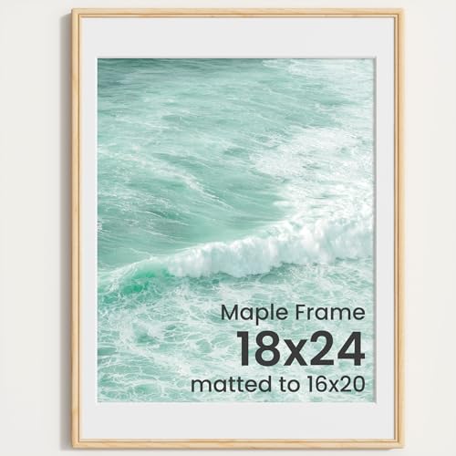 18x24 Picture Frame,Natural Solid Maple Wood Photo Frame|HD-Tempered Glass