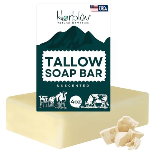 Sabonete em barra de sebo bovino – Sabonete de sebo totalmente natural alimentado com grama sem perfume – sabonete hidratante facial e corporal ótimo para eczema, pele seca, coceira e sensível