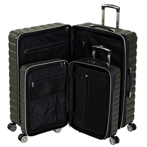 Image of Kenneth Cole REACTION Madison Square Lightweight Hardside Chevron Expandable Spinner Luggage, Olive, 2-Piece Set (20 inch & 28 inch), Kenneth Cole Reaction Women's Madison Square Hardside Chevron Expandable