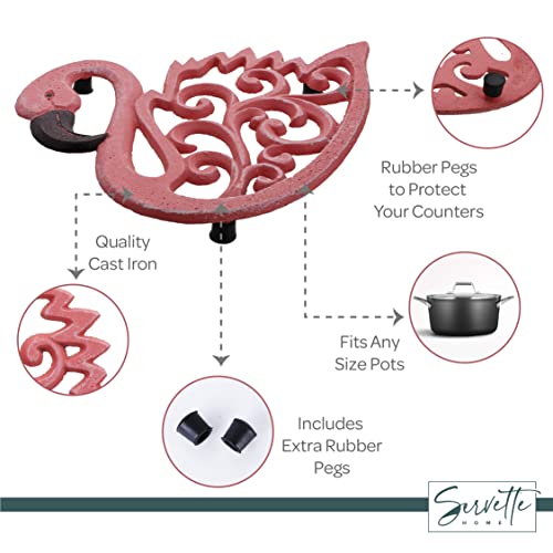 Cast Iron Pink Flamingo Trivets For Hot Dishes #TOP4