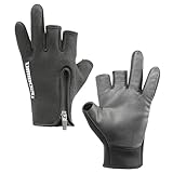 Umibozu(ウミボウズ) フィッシンググローブ 釣り用手袋 冬 防寒 YKK防水ジッパー 裏起毛 伸縮 アウトドア (M, ブラック)