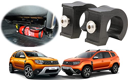 craVeDRIVE [2 pezzi estintore Auto Supporto compatibile con Dacia Duster 2 | Supporto per estintore sotto il sedile del conducente | Nero | Supporto di fissaggio per estintore}