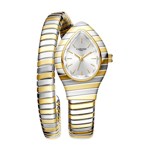 Image of Carlton London Embrace Analog Watch for Women, Snake Design Bracelet, 34.5 mm Dial, Quartz Movement, 30M Water Resistant