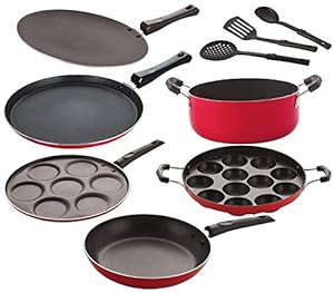 Nirlon 3 Layer Non-Stick Dishwasher Safe Cookware Utensil Combo Gift Set Offer-9 Pcs [FT13_CT11_AP(7)_AP(12)_Cass20_TP24_3SPN]