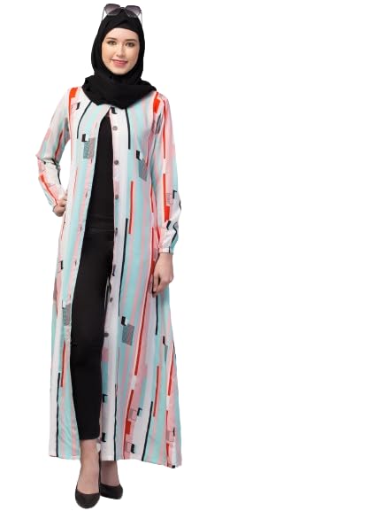 Women Striped Front Open Abaya | Nida Matte Fabric | Full Length Burqa | Long Shrug Style | Modest Islamic Wear-image-8