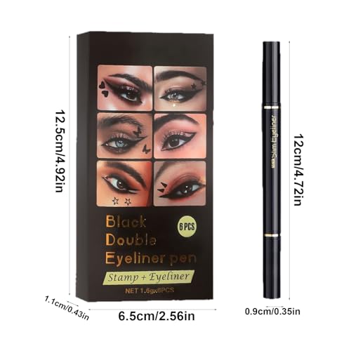 Eye Liner Stamp, 6x Makeup Stamps Eyes, Double-Headed Beauty Cosmetics Tool, Waterproof Smudge-Proof Design, Ideal for Daily Makeups, Dating, Stage Performance Look Styling – Image 3