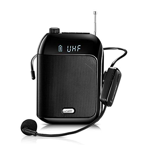 Mini Voice Amplifier with Microphone Headset, 15W Voice Loudspeaker PA System, 2000mAh Portable Mic Speaker Support TF/USB/FM/AUX/Record/Blutooth for Classroom Teaching, Tour Guide, Coaches…