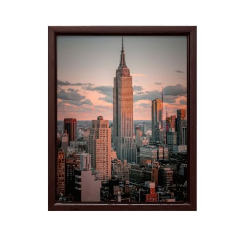 InkFlow Posters NYC Skyscraper Photography Canvas Poster - New York City Skyline Photography - Urban Cityscape - Print for Living Room, Office, Home - Timeless - 18x24 Brown Floated Frame Canvas Print