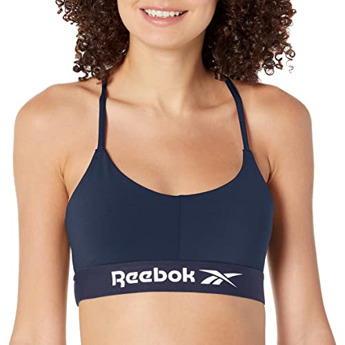 Image of Reebok Women's Satin 91% PES /9% El-Interlock-Hydrophilic Finish /Print-Digital Sublimation-Disperse Classic Workout Sports Bra