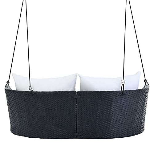 Vnndenest 2 Person Wicker Hanging Swing Bench With Removable Cushions, Outdoor Patio Swing Chair For Adults With Chains, Modern Outdoor Porch Swing For Backyard thumb #6