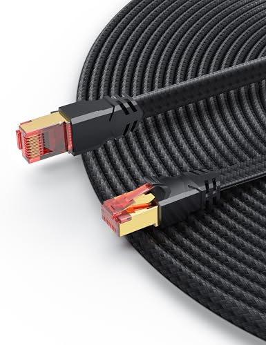 Tesmax Cat 8 LAN Kabel 8meter, 40Gbps Netzwerkkabel Hochgeschwindigkeits 2000MHz S/FTP Ethernet Kabel Gigabit POE RJ45 Nylon Geflochtener Vergoldeter Patchkabel f&uuml;r PS5 Router Modem Switch Steam Deck