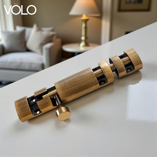 Image of VOLO Aluminium Tower Bolt with Stainless Steel Rod - Heavy Duty Door & Window Latch for Home and Office | Main Door Tower Bolt | Kundi /Chitakini | Pack of 2 Pieces (Antique Brass, 4 Inch)