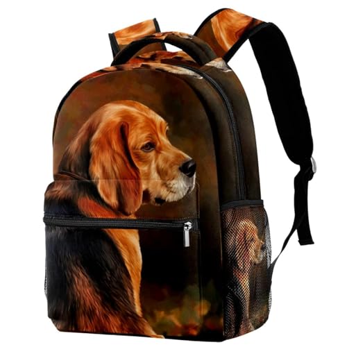 Sac à dos d'école motif chien beagle multicolore pour ados