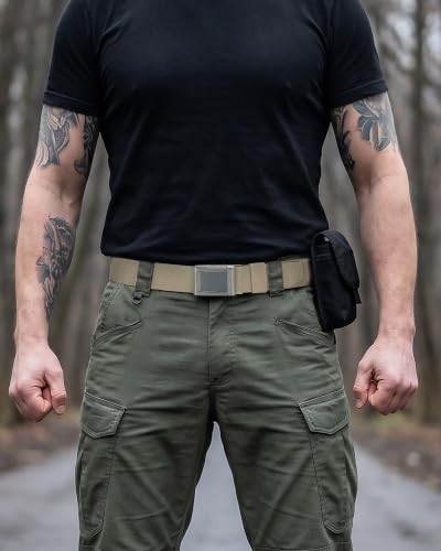 Image of CHAOREN Tactical Belt Men - 1.5 inch Stretch Work Belt with Zinc Alloy Buckle | Quick Release, Zinc Alloy Buckle, Heavy Duty, Stretchy Nylon, Military, Hiking, EDC, EMT, EMS