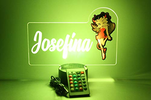 Betty Boop Devil Night Light Up Table Lamp Personalized Free Engraved Made To Order, Home Room Decor, 16 Bright Color Options, With Remote, A Must Have! #TOP4
