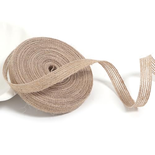 Loomesh Natural Burlap Ribbon for Crafts Outdoor Decor 3/8 inch 10 Yards