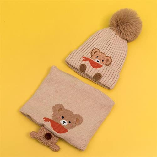 Gorro sombrero de beanie chico con bufanda de peluche y forro de algodón puro