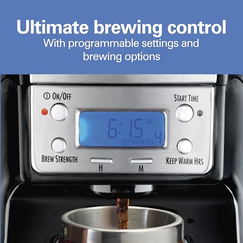 Hamilton Beach One Press Programmable Dispensing Drip Coffee Maker with 12 Cup Internal Brew Pot, Water Reservoir, Black with Chrome (48464) by Hamilton Beach - Image 4