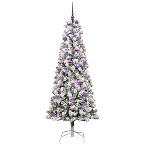 Árbol de Navidad artificial verde blanco decorativo con luces LED integradas 4