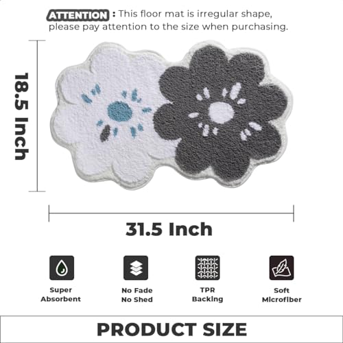 Bathroom Carpet Ultra Absorbent Bath Mat Thick Microfiber and Resistant Fluffy Bath Rug Machine Washable Bath Mat Non Slip Bath Rug for Bathroom, Bedroom and The Entrance of Door (31.5"x18.5", Grey) by Loismood - Image 2