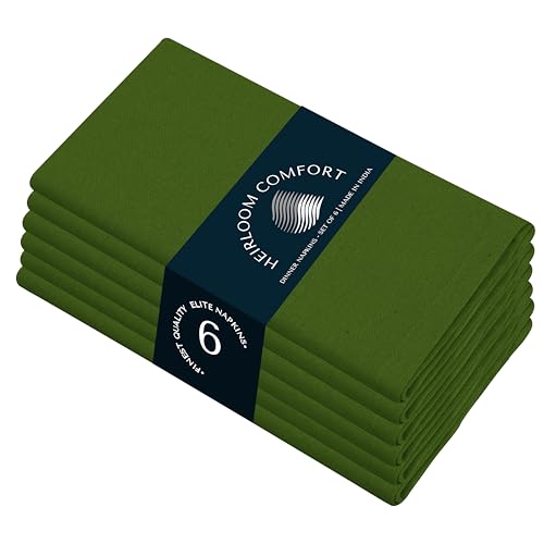 HEIRLOOM COMFORT Mint Green Cloth Napkins 17 x 17 Inches - Set of 6 - Soft, Absorbent, Reusable & Washable - 100% Cotton Table Linen Perfect for Spring, Summer, Easter, Baby Showers, Everyday Dining