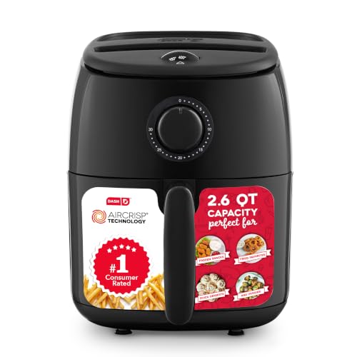 Dash Tasti-Crisp Small Air Fryer, 2.6 Quart, 1-2 People, Black