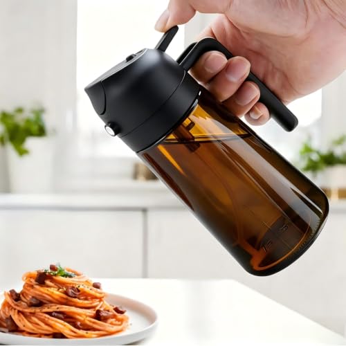 Image of 2 in 1 Oil Sprayer, Oil Sprayer for Kitchen Cooking, 470ml Oil Spray Bottle for Home (Brown+Black)
