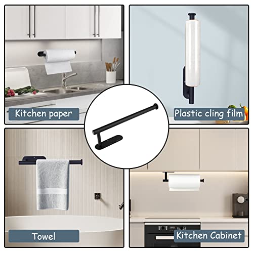 Cxdcyn Thickened Paper Towel Holder - Sus304 Stainless Steel Paper Towel Holder Wall Mount, Self-Adhesive Or Drilled, Under Cabinet Paper Towel Holder For Kitchen, Bathroom, Storeroom，Black 1-Pack #TOP1