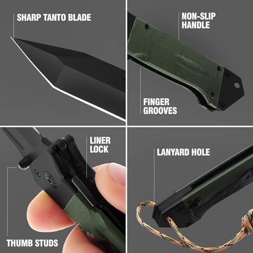 image for Grand Way Spring Assisted Heavy Duty Pocket Knife for Men - 3.5