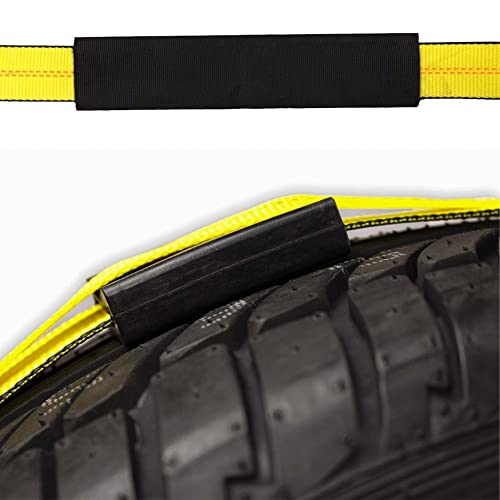 Dc Cargo 2-Pack Wheel Straps With E-Track Fittings And 3 Rubber Blocks | 11’ X 2” Auto Hauler Ratchet Strap With Rubber Cleats For Towing A Car, Atv, Utv Or Van #TOP4