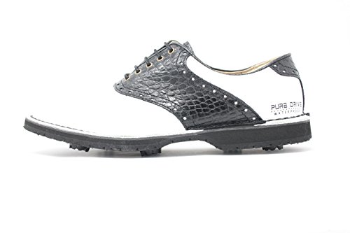 PORTMANN-Saddle-Classic-Tour-Zapatos-de-golf-para-hombre-cuero-de-primera-calidad-cosidos-a-la-entresuela-extra-ligero-y-flexible-Pure-Drive-Tec