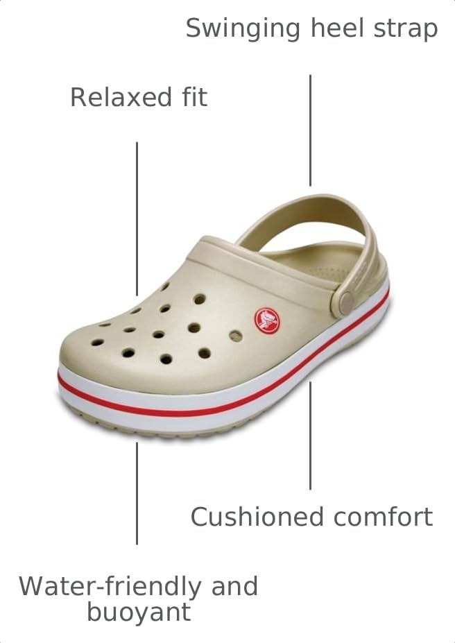 Image of Crocs Unisex-Adult Crocband Clog, Stucco /Melon, 7 Women /5 Men