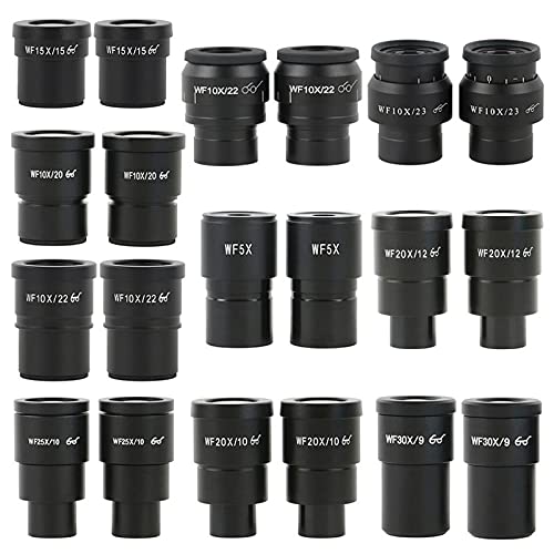 Microscope 2PCS Auxiliary Eyepiece WF5X WF10X WF15X WF20X WF25X WF30X for Stereo Binocular Trinocular Microscope(WF20X-10)