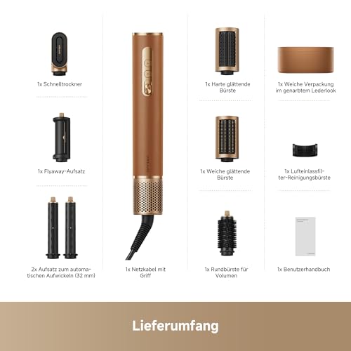 Dreame AirStyle Pro 7-in-1 Hair Styler, Quick-Drying, 2 Curling Rods, Volume for Hair, Smoothing Brush, Reduces Lint, Leather Box, Airflow Styling, Magnetic Design