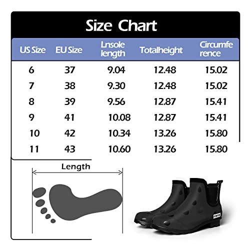 Pennysue Women's Ankle Rain Boot Waterproof Short Chelsea Booties Anti Slip 6.5/7 Drip #TOP5