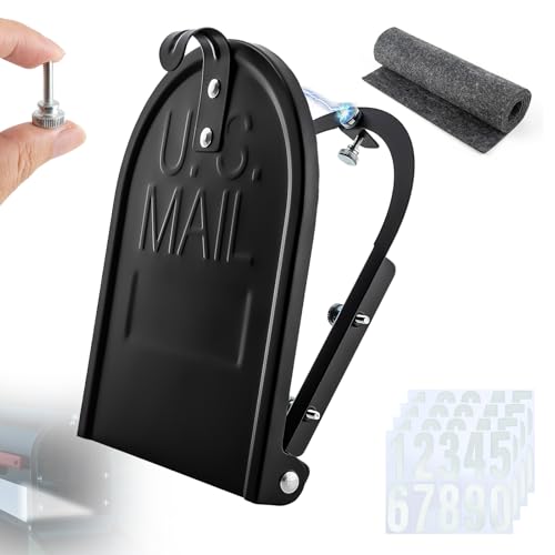 VELQUA 6.25"W x 8.25"H Arm Scratch Free Mailbox Door Replacement, Black Metal Front Panel with Install Kit, Fits Most Mailboxes, No Tool Hand Tighten Screw Fixed Repair Rusted or Damaged Mailbox Door