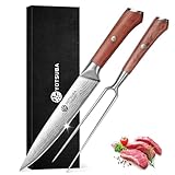 YOTSUBA Carving Knife and Fork Set, Meat Cutting Knife, Razor-Sharp German Stainless Steel Knives Fork Set...