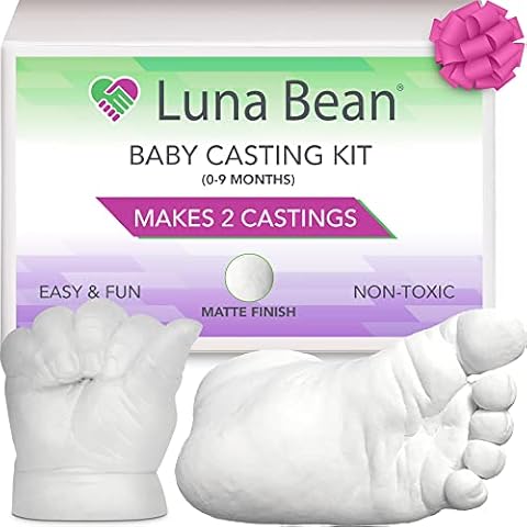 Luna Bean Baby Keepsake Hand Casting Kit - Plaster Hand Casting Kit for Infant Hand & Foot - Baby Casting Kit for First Birthday, Christmas & Newborn Gifts - (Clear Sealant - Matte) Cover