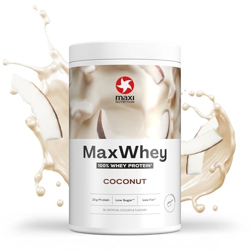 MaxiNutrition MaxWhey 100% Whey Proteinpulver Kokosnuss 420 g Dose, ergibt 14 Protein-Shakes à 23g Eiweiß, ohne künstliche Aromen, inkl. Vitamin B6, Made in Germany