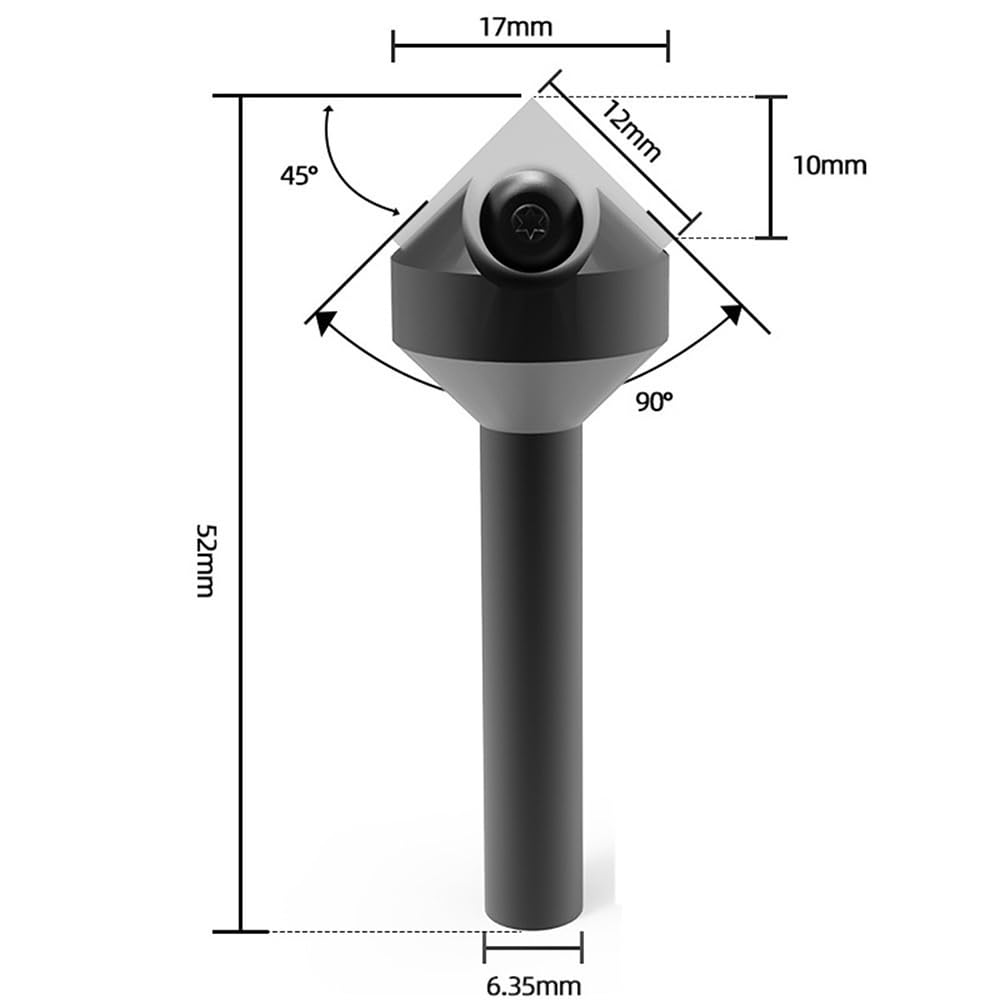 Fresa per buco della serratura Inserto in metallo duro con scanalatura a V da 90 gradi, singola, gambo 1/4 di pollice, fresa for incisione su legno CNC, smusso e intaglio, 1 pezz0