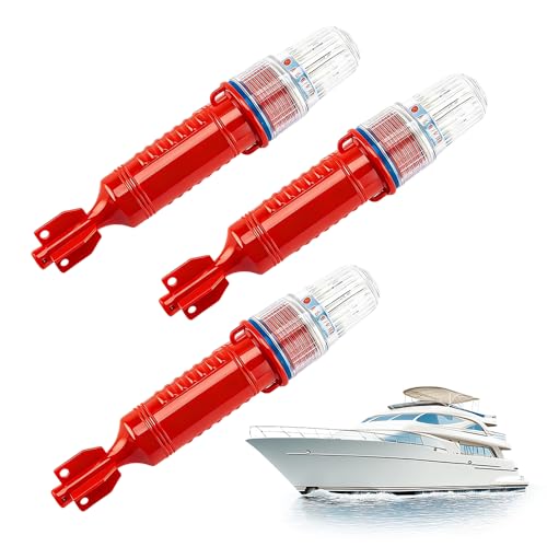 3PCS Boat Flares, 2026 New LED Electronic Boat Distress Flare, Coast Guard Approved Waterproof Marine Emergency Signal Lights, Safety Warning Kit for Boats Fishing Nets Buoys Life Rafts (Red)